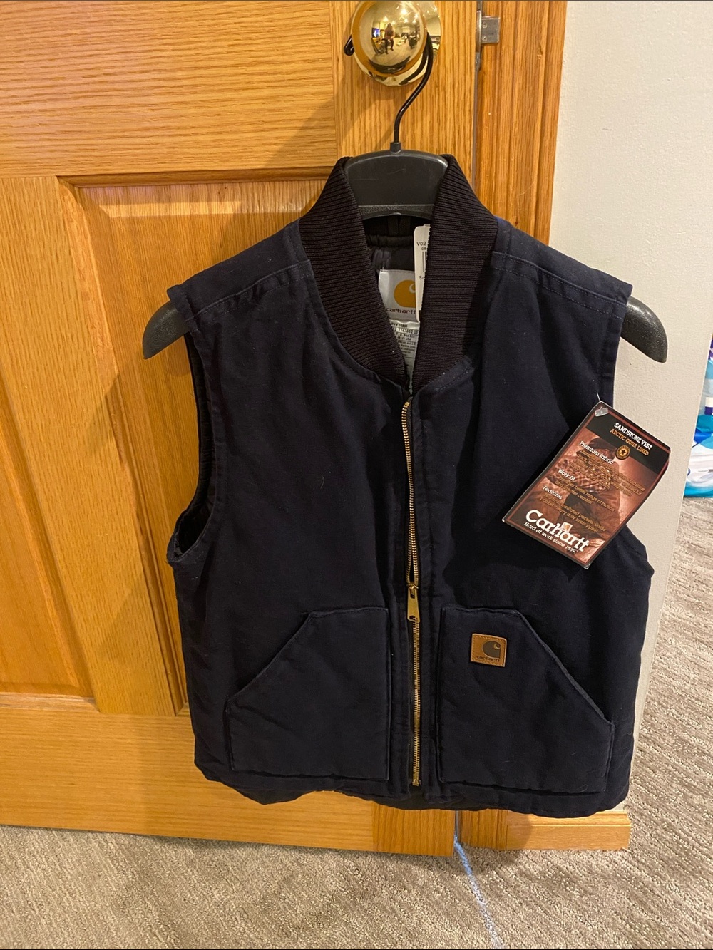Carhartt Mens blue Work Vest with Zip Front
